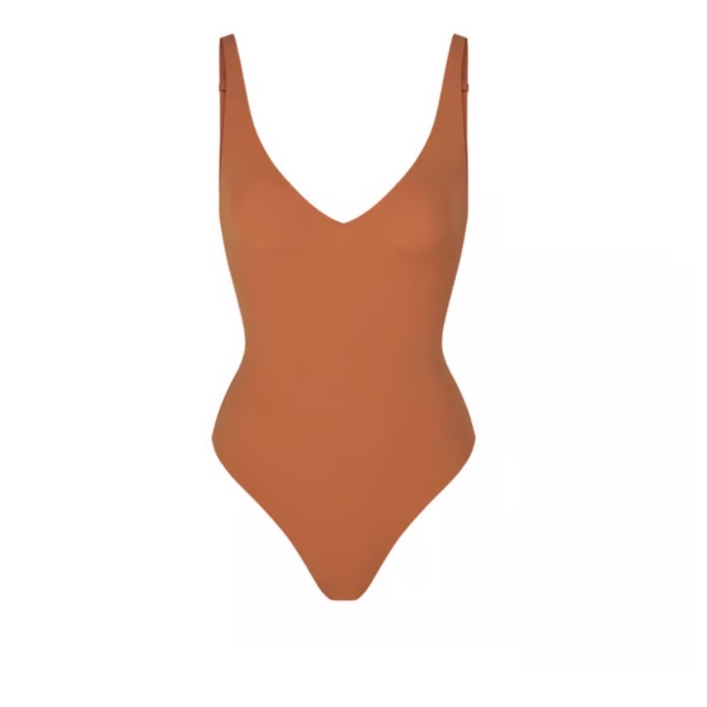 SKIMS Copper Plunge Thong Bodysuit